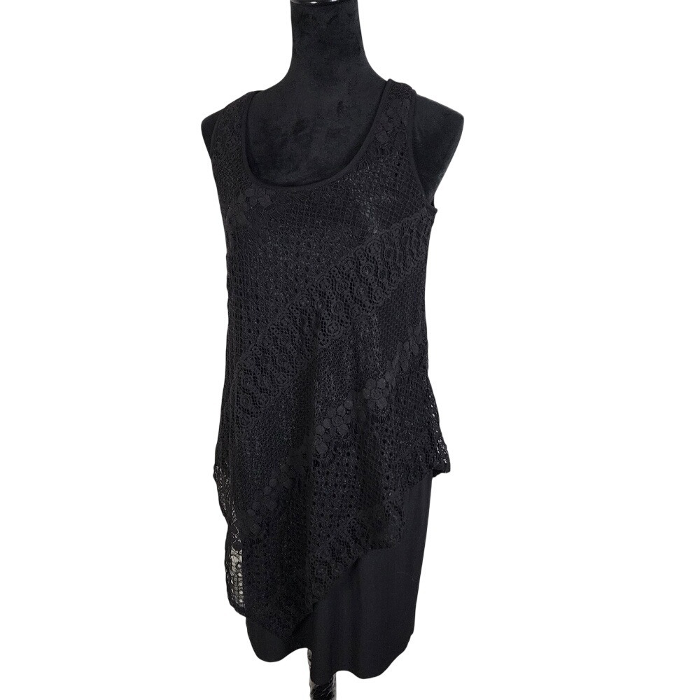 Vintage SLNY Size 8 Crochet Lace Blouson Stretch Knit Sheath Dress